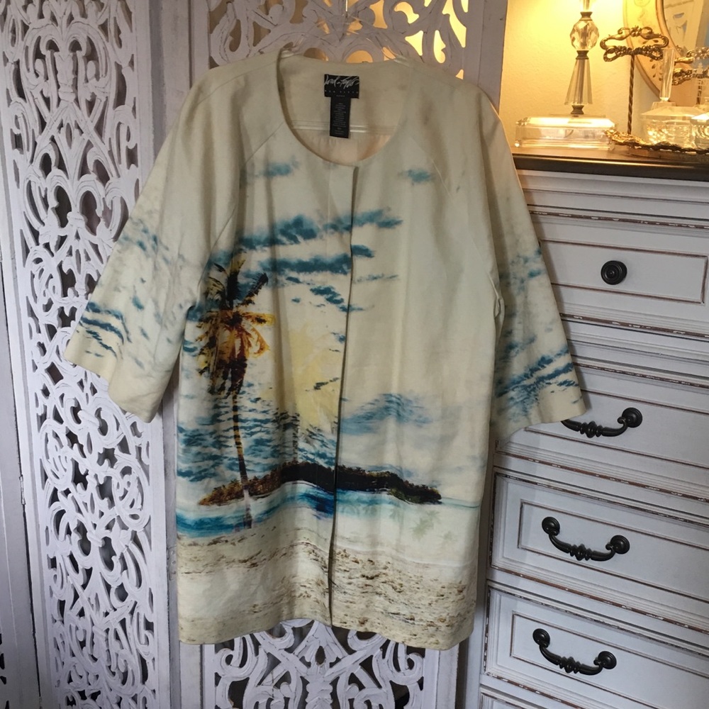 Lord and Taylor swing jacket with palm tree print